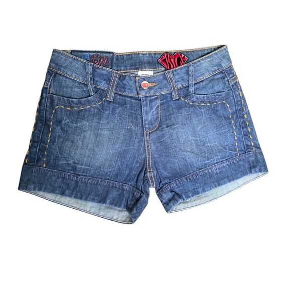 Chick by Nicky Hilton Skull Design Distressed Denim Shorts Womens Size 27 Blue - Picture 3 of 5